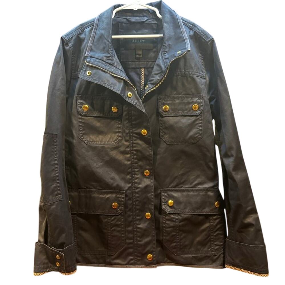 J.Crew Women’s Utility Field Jacket Navy Gold Buttons Size S